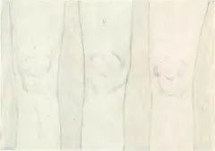 Alois Lichtsteiner, Knie (Inhalt der Gefässe), 1997, Oil and pencil on paper, mounted in white painted wooden frame