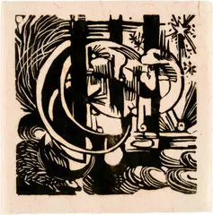 Eidechsen by Franz Marc, 1912, Woodcut on slightly reddish Japan, sold Sep 2024