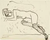 Albert Marquet, Nu endormi aux bas noirs, Around 1911, Pen and ink drawing on drawing paper