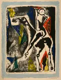 Marino Marini, Acrobata (grigio-azzurro). - Reiter auf schwarzem Grund, 1956, 2 lithographs, 1 of them coloured on wove paper Arches with watermark