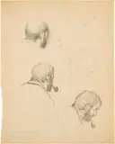 Otto Meyer-Amden, Studien zu Selbstporträt mit Pfeife, Around 1924, Pencil drawing on notebook page