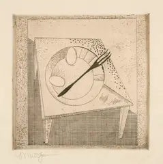 Georg Muche, Auf dem Tisch, 1923, Etching on firm wove paper