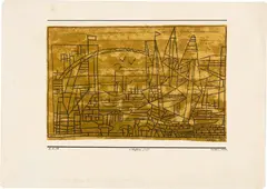 Otto Nebel, Hafen, 1934, Watercolour and ink on brown paper, mounted on cardboard