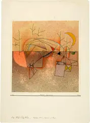 Otto Nebel, Irdisch - überirdisch, 1935, Watercolour (pochoir) and pen and ink on watercolour paper, mounted on cardboard support