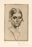 Pablo Picasso, Portrait d’Olga Picasso, 1920, printed 1961, published 1981, Drypoint on zinc on laid paper