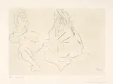 Pablo Picasso, Deux femmes III, Mougins, 2 March 1965, Drypoint on wove paper with watermark "Richard de Bas"