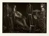 Pablo Picasso, Peintre à son chevalet avec deux femmes nues, Mougins, 5 September 1966, Aquatint, burnished steel and drypoint on wove paper with watermark "Rives"