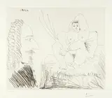 Pablo Picasso, Courtisane au lit avec un visiteur, Mougins, 10 May 1968, Etching on wove paper "Rives"
