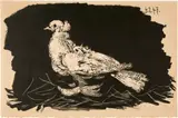 Pablo Picasso, Pigeon blanc sur fond noir, Paris, 4 February 1947, Lithograph on wove paper with watermark "Arches"