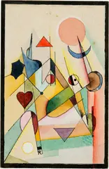 Hans Reichel, Postkarte an Paul Klee, 1923, Watercolour and ink on postcard