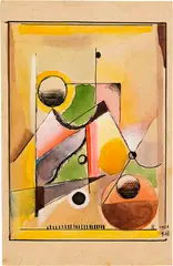 Hans Reichel, Postkarte an Felix Klee, 1923, Watercolour, ink and opaque white on postcard