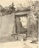 Ludwig Richter, Mauerpforte, 1826, Indian ink in pen and brush, wash, on laid paper