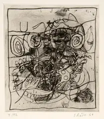 Hans Schärer, Sonett des Voyelles, 1964, Softcover with printed cover and 4 copper engravings on wove paper, in loose layers and sheets