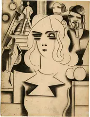 Hugo Scheiber, Frauenportrait, Around 1930, Charcoal drawing on thin cardboard