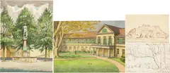 Niklaus Stoecklin, Sammelnummer von 4 Werken, 1957, 2 watercolours on wove paper; 2 pen and ink drawings on laid paper