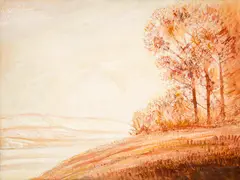 Albert Trachsel, Braune Landschaft, am Waldrand, Around 1910, Watercolour on wove paper, mounted on cardboard