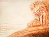 Albert Trachsel, Braune Landschaft, am Waldrand, Around 1910, Watercolour on wove paper, mounted on cardboard