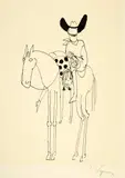 Tomi Ungerer, Cowboy mit Braut, Pen and ink drawing on wove paper