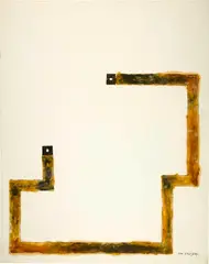 Not Vital, Ohne Titel, 1976, Gouache, ink and metal collage on wove paper