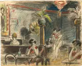 Otto von Wätjen, Bar à Marseille, 1928, Colour and pencil drawing on wove paper