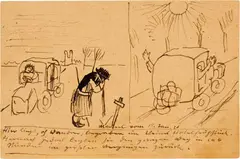 Albert Welti, 2 Postkarten, 1920, 1 drawing and 1 etching, each on postcard