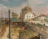 Irène Zurkinden, Häusergruppe beim Basler Bahnhof, 1941, Oil on canvas