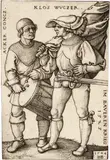 Hans Sebald Beham, Fähnrich und Trommler, 1544, Kupferstich