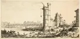 Jacques Callot, Vue du Pont-Neuf, 1628-1630, Etching on laid paper