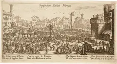 Jacques Callot, Supplicium Sceleri Fraenum - Les Supplices, Circa 1630, Etching on laid paper