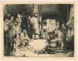 Christus lehrend, genannt "La petite tombe" by Rembrandt Harmensz van Rijn, 1657, Etching, reworked with the drypoint, sold Jun 2023