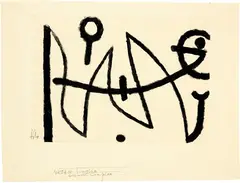 Simplex besucht Complex by Paul Klee, 1940 - work number 1940.314 (H 14), Paste paint on paper on cardboard, sold Jun 2023