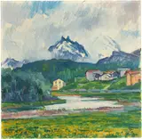 Giovanni Giacometti, Blick auf Capolago und Piz Lizun, 1926, Oil on canvas