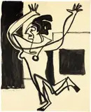 Tanzender Frauenakt Gret Palucca by Ernst Ludwig Kirchner, 1928/1929, Ink in brush over charcoal, sold Jun 2023