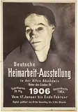 Käthe Kollwitz, Originalentwurf für das Plakat "Deutsche Heimarbeit-Ausstellung, Berlin 1906", 1906, Chalk and brush lithograph with spray technique and scraper on two connected thick, brownish, smooth cardboards with gouache and corrections in spray technique. In addition the matching celluloid foil with stencil writing, partially sprayed and white border
