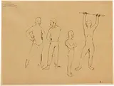 Pablo Picasso, Groupe de quatre Saltimbanques, Paris 1905, Pen and ink drawing