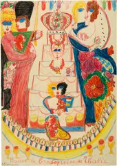 Aloïse Corbaz, Baiser le brodequin de Thalie / Jean et Nicole, 1951-1960, Colour pencils