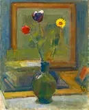Cuno Amiet, Stillleben mit Blumenstrauss und Büchern
