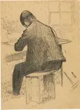 Cuno Amiet, Rodo de Niederhäusern am Tisch, 1905, Pencil drawing