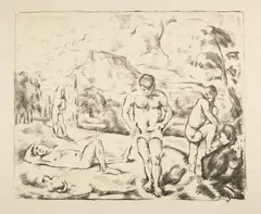Paul Cézanne, Les baigneurs, grande planche - Les grands baigneurs - Quatre baigneurs, 1896, Lithograph
