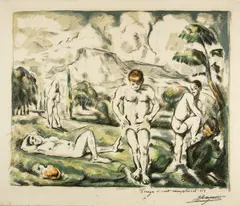 Paul Cézanne, Les baigneurs, grande planche - Les grands baigneurs - Quatre baigneurs, 1898, Colour lithograph