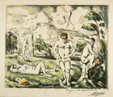 Paul Cézanne, Les baigneurs, grande planche - Les grands baigneurs - Quatre baigneurs, 1898, Colour lithograph
