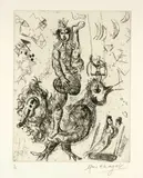 Marc Chagall, Le clown-acrobate, 1967, Line and surface etching
