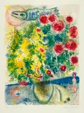 Marc Chagall, Roses et mimosas, 1967, Colour lithograph