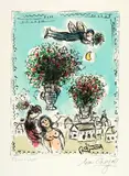 Marc Chagall, Bouquets au ciel bleu, March 1984, Colour lithograph