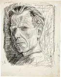 Otto Dix, Selbstbildnis III, 1948, Lithocrayon over white gouache