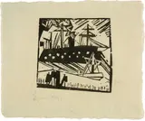 Lyonel Feininger, Kriegsschiff - Battle Ship, 1919, Woodcut