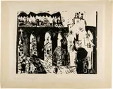 Lyonel Feininger, Die Eisenbahnbrücke, 1919, Woodcut