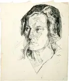 Alberto Giacometti, Portrait d'Ottilia (recto) - Esquisse de copie d'après une crucifixion (verso)