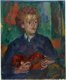 Giovanni Giacometti, Knabe mit Violine (Bruno Giacometti), 1918, Oil on canvas