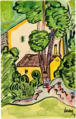Grotto im Wald by Hermann Hesse, 1919, Pen and Indian ink over watercolour and pencil, sold Jun 2023